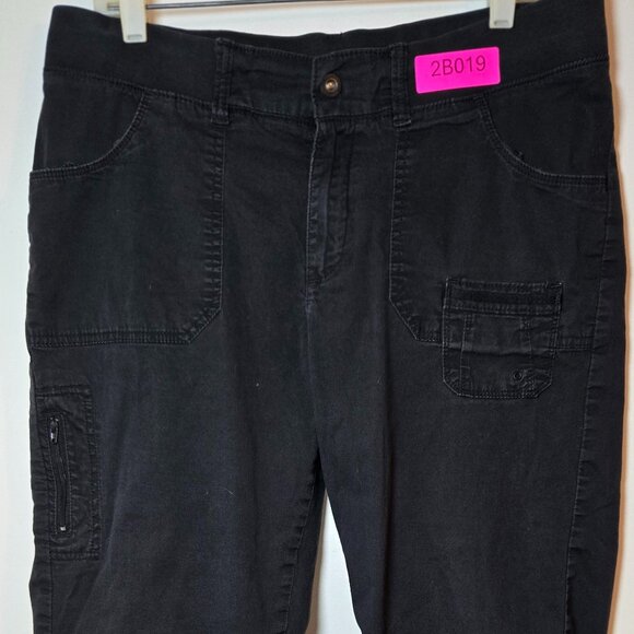 Lee 1889 Women’s Relaxed Fit Black Capris Size 14 Medium – Stretch Utility Style - Picture 1 of 10